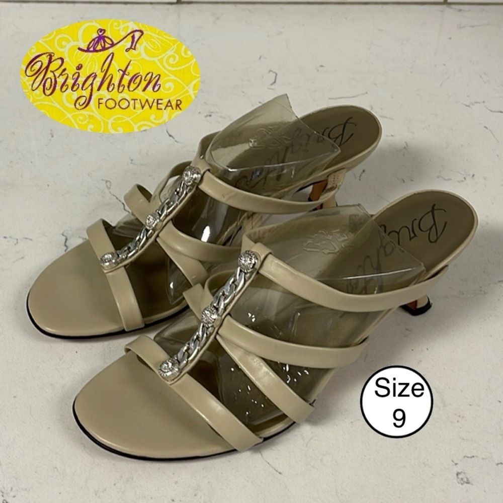 Brighton TESORO Kitten Heel Sandals Women’s Size 9 Color - Biscotti - Taupe